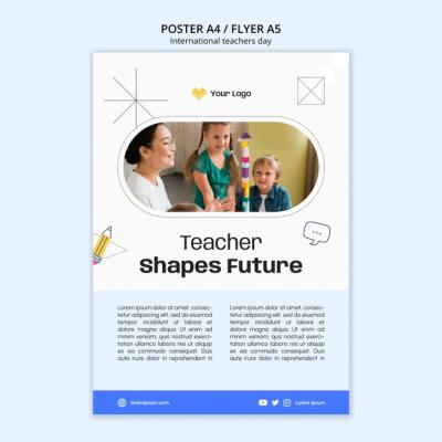 Minimal International Teachers Day Poster Template – Free Download