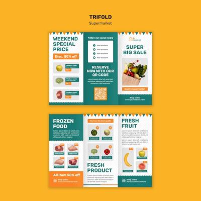 Supermarket Trifold Brochure Template Design – Free Download