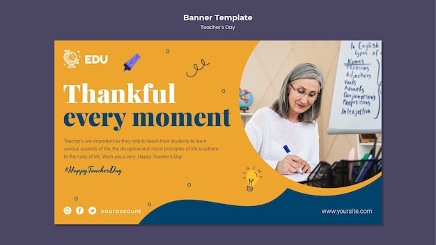 Teacher’s Day Horizontal Banner Template – Free Download