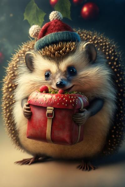 A Cute Little Hedgehog in a Santa Hat – Free Stock Photo for Download