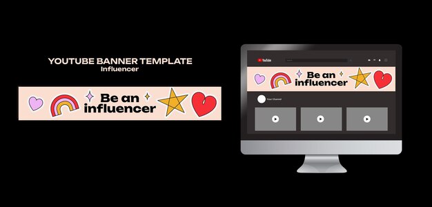 Flat Design Influencer Job YouTube Banner – Free Download