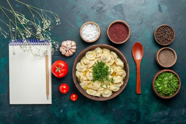 Delicious Dumpling Soup with Seasonings on a Green Desk – Free Stock Photo for Download