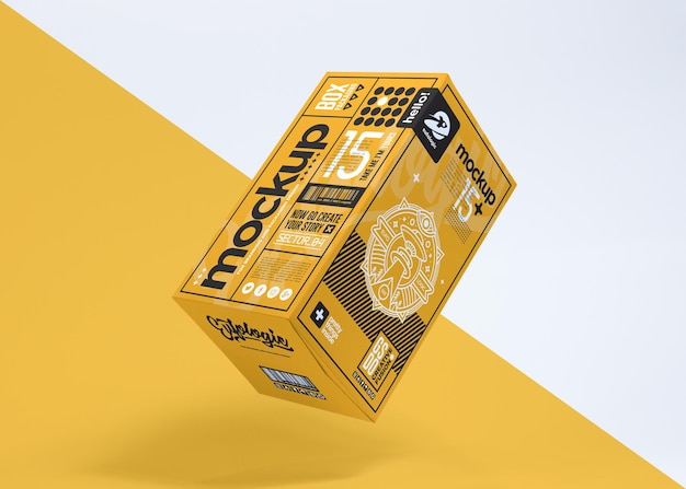 Realistic Yellow Box Packaging Mockup Design – Free Download