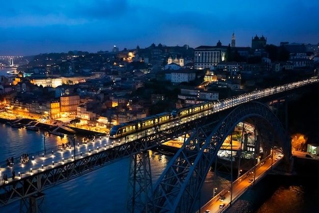 Famous LuÃ­s I Bridge at Night in Porto, Portugal – Free Download