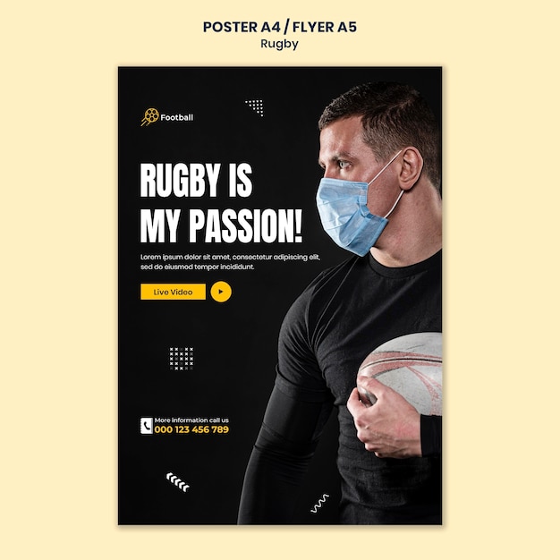 Rugby Print Template – High-Quality Photo for Download Free