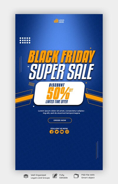 Black Friday Super Sale Instagram and Facebook Story Banner Template – Free Download