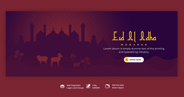 Eid al-Adha Mubarak Islamic Festival Facebook Cover Template – Download Free Stock Photo