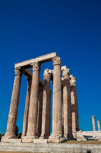 Ruins of the Temple of Olympian Zeus and Acropolis in Athens – Free Stock Photo Download