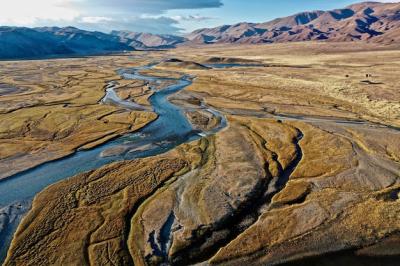 Aerial Shot of Orkhon River in Mongolia – Free Download