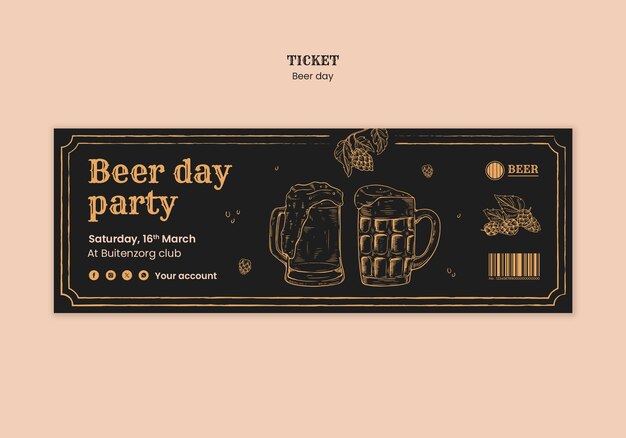 Beer Day Celebration Ticket Template – Free Download