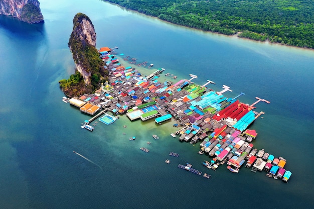 Aerial View of Panyee Island in Phang Nga, Thailand – Free to Download