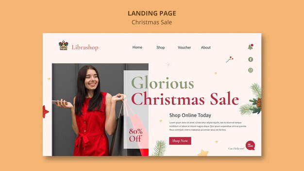 Landing Page Template for Christmas Sale – Free to Download