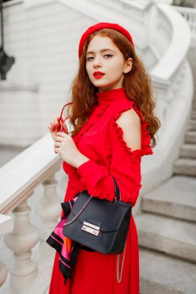 Fashionable Ginger Female in Red Beret Posing Outdoors – Free Stock Photo, Download for Free