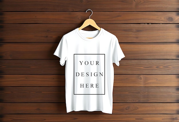 White T-Shirt with Black Front Design – Free Download