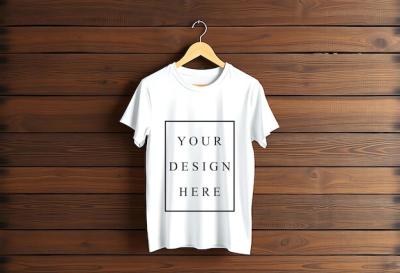 White T-Shirt with Black Front Design – Free Download