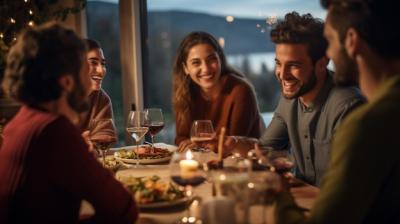 A Group of Friends Enjoying Conversation at a Party Table – Free to Download