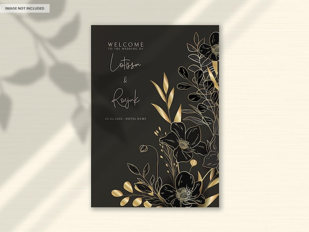 Luxury Gold Floral Wedding Invitation Card – Free Download