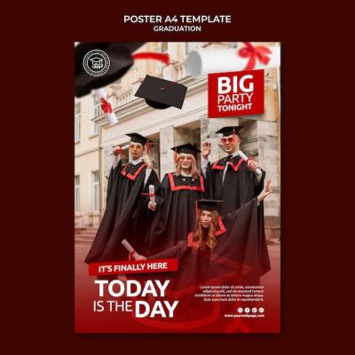 Realistic Graduation Poster Template – Free Download