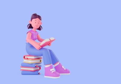 Education Concept Featuring Woman Sitting on Books – Free Download