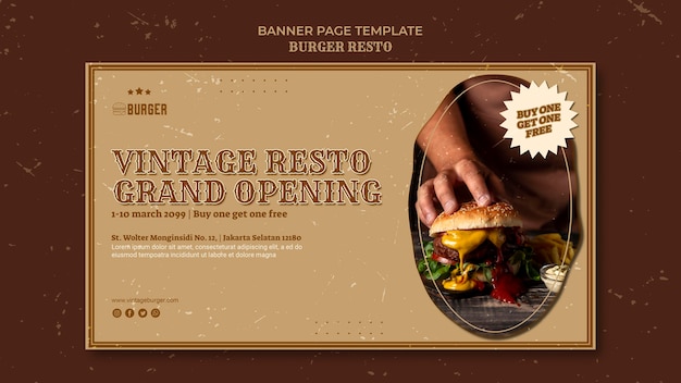 Horizontal Banner Design for Burger Restaurant – Free Download