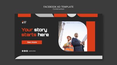 Construction Project Facebook Template – Free Download