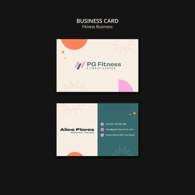 Fitness Horizontal Business Card Template with Geometric Design – Free Download