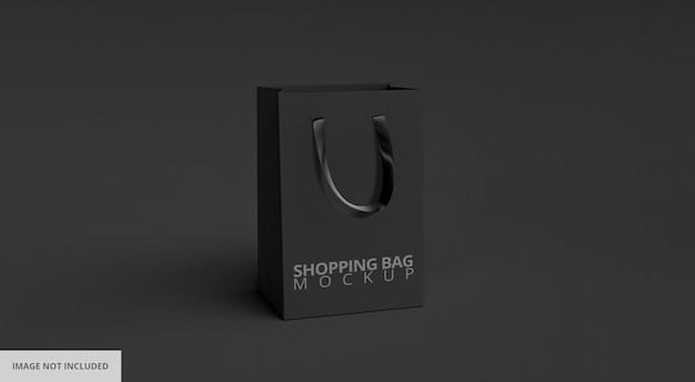 Black Paper Shopping Bag Mockup on Black Background – Free Download