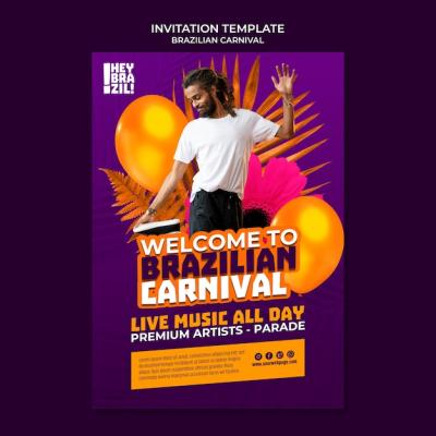 Brazilian Carnival Invitation Template – Free Download | PSD Templates