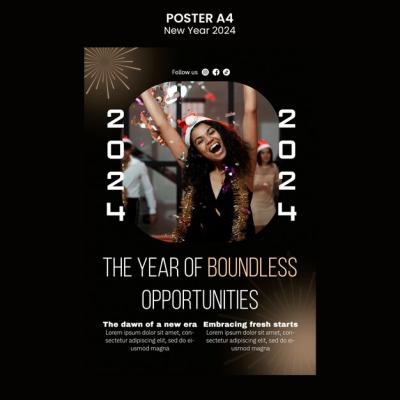 New Year 2024 Celebration Poster Template – Free Download