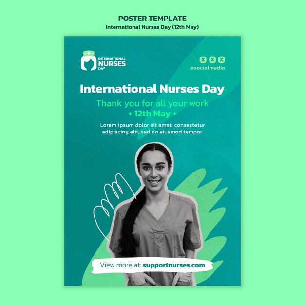 International Nurses Day Vertical Poster Template – Free Download