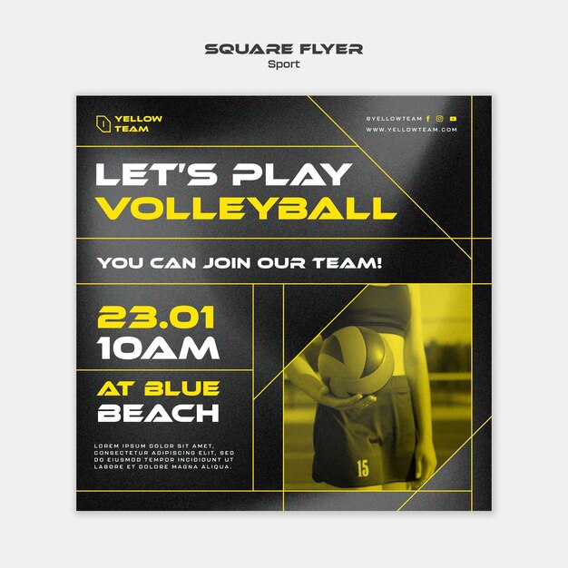 Geometric Sport Team Square Flyer Template – Free Download