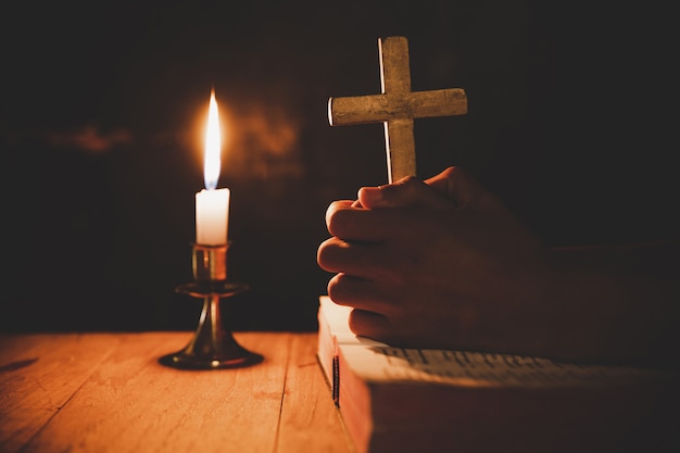 Praying Man with Bible and Candles – Free Download