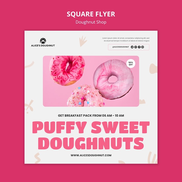 Flat Design Donuts Shop Template – Free Download