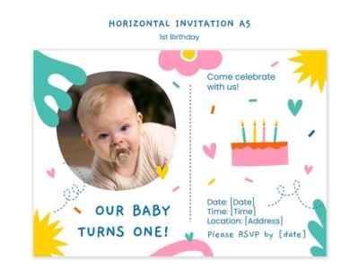 1st Birthday Template Design for Flat Design – Free Download