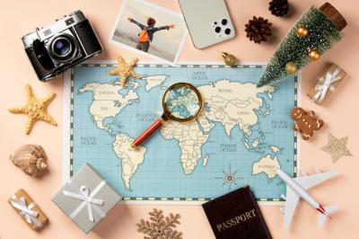 Explore Christmas Travel Concepts with Maps – Free Download