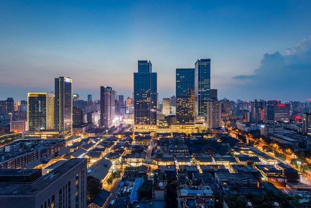 High Angle View of Illuminated Buildings Against Dusk Sky – Free Stock Photo for Download