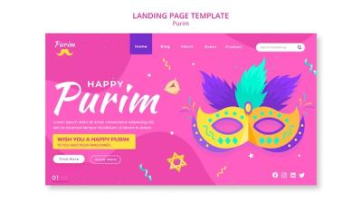 Flat Design Purim Template – Free Download