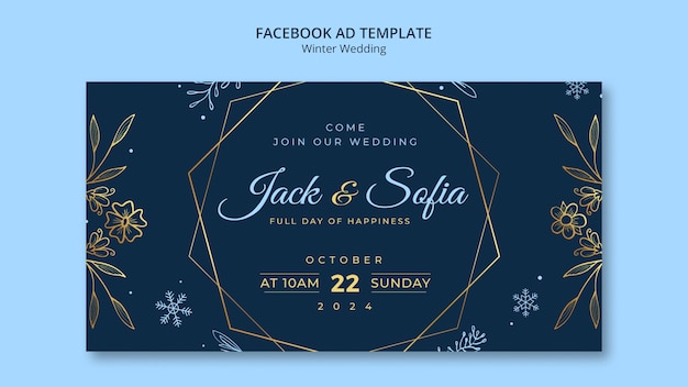 Hand Drawn Wedding Facebook Template – Free Download