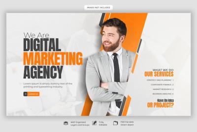 Digital Marketing Agency and Corporate Web Banner Template – Free Download