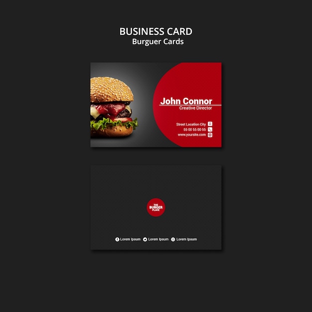 Business Card Template for Burger Restaurant – Free to Download