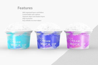 Realistic 3D Render of Ice Cream Scoops in Cups – Free Stock Photo for Download