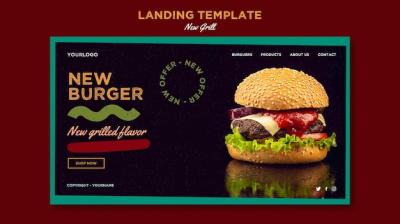 Landing Page Template for Burger Restaurant – Download Free Stock Photo