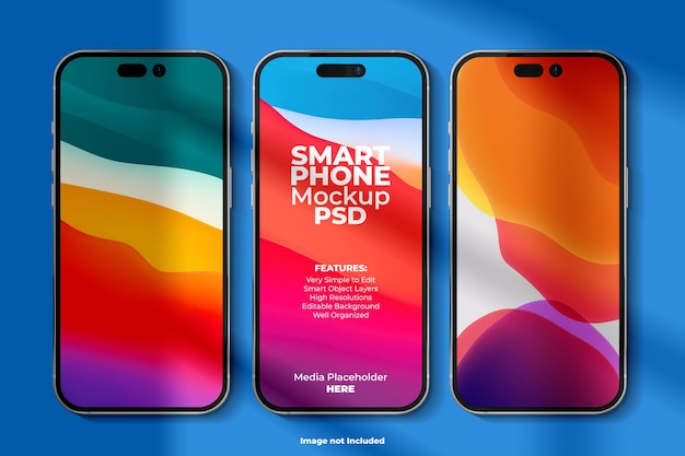 3D Smartphone Screen Mockup Template for Realistic iPhone 14 Pro Max – Free Download