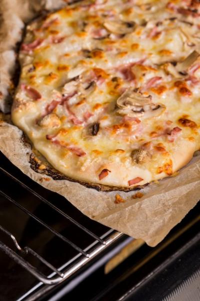 An Overhead View of Baked Pizza on the Oven Grate – Free Download