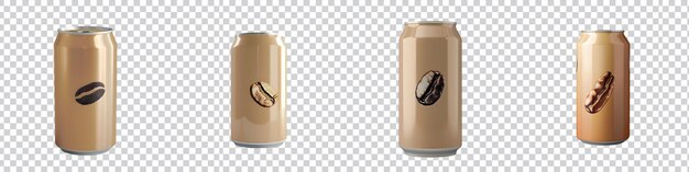 A Set of Coffee Milk Cans on Transparent Background – Free Download