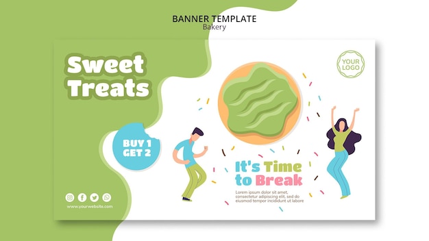 Horizontal Banner Design for Sweet Baked Donuts – Free Download