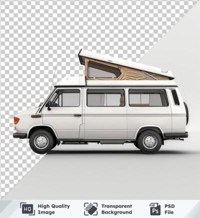 Premium PSD Image of a White Van with Popup Roof and Closed Window – Free Download