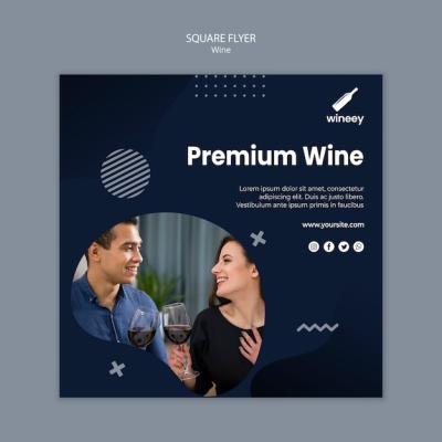 Winery Couple Squared Flyer PSD Template – Free Download