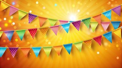 Colorful Party Flags on Sunny Background – Free to Download