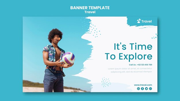 Horizontal Banner Template for World Exploration – Free Download